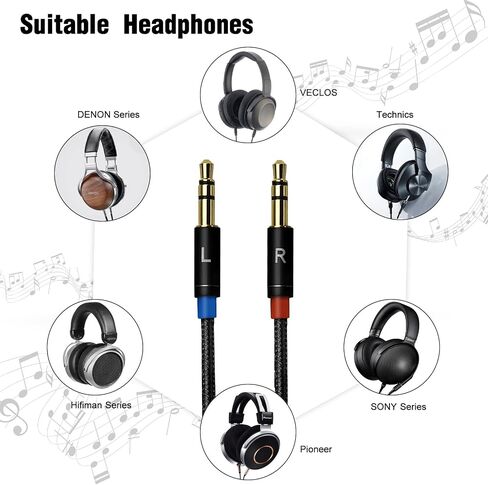 okcsc Upgrade Replacement Cable 4.4MM for Hifiman Sundara/ANANDA-BTHE4XX/HE-400i/560/OneOdio Pro-10 Headphone Gold-Plated Dual 3.5mm Jack Male Cable for Sony NW-ZX300A/ZX505WM1Z/FiiO M11 Plus 4.3ft in Saudi Arabia