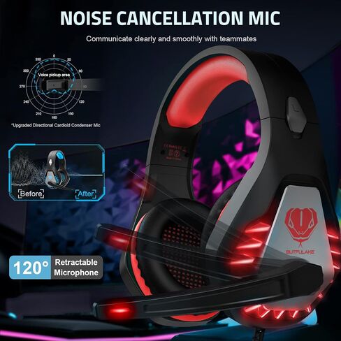 Pacrate GH-1 Gaming Headset for pc (red) in Saudi Arabia