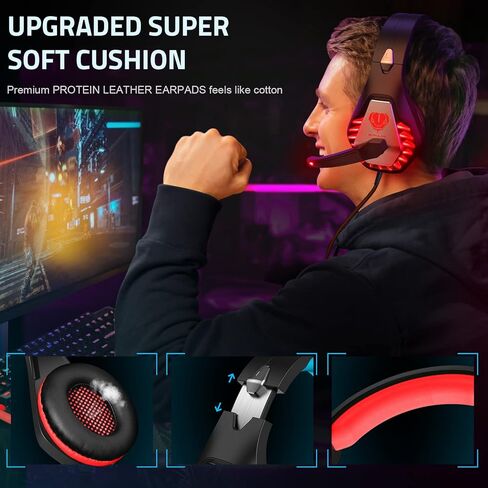 Pacrate GH-1 Gaming Headset for pc (red) in Saudi Arabia