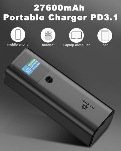 EnerGo 140 Power Bank 27600mAh|3-Port Portable Charger with 140W Output|140W USB-C Fast Charging|Smart Digital Display|Compatible with iPhone Series/iPad/Airpods/Macbook/Samsung/HP/Dell in Saudi Arabia