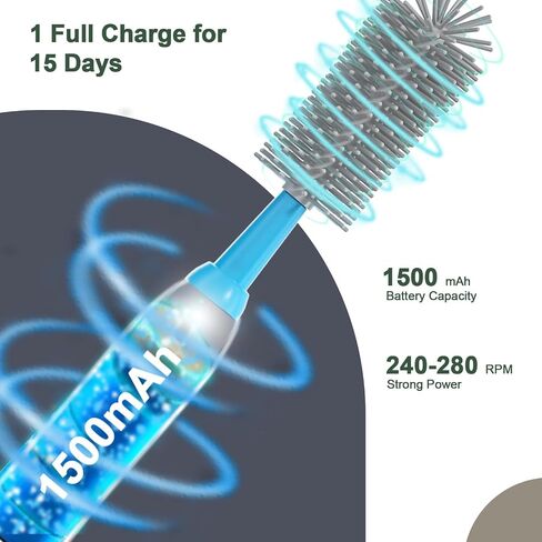 Electric Baby Bottle Brush Cleaner with Extended Handle & Drying Holder, Baby Bottle Brush Set with Silicone Bottle/Nipple/Crevice/Brush,Straw Cleaner,Lifesaver Automatic Bottle Cleaner,Green in Saudi Arabia