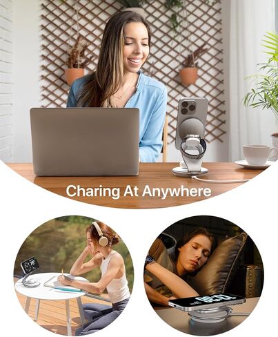 EXW Travel Charging Station for Magsafe Charger,Wireless Charging Station for Apple Multiple Devices,Magnetic Foldable Charger for iPhone 12-15 Series for Apple Watch & AirPods(30W Charger Included) in Kuwait