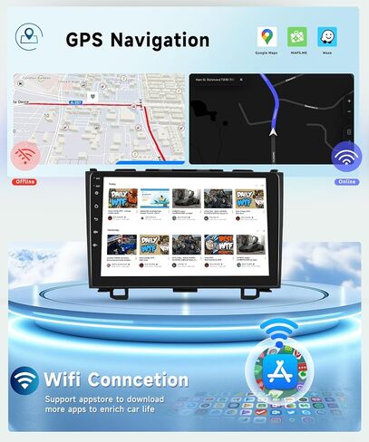 8 CORE 4G+64G Car Radio for Honda CRV 2007 2008 2009 2010 2011 with Wireless Apple CarPlay/Android Auto, 9 inch 1280 * 720P IPS Touch Screen Stereo Android 13 GPS WiFi Bluetooth DSP SWC HD Camera in Saudi Arabia