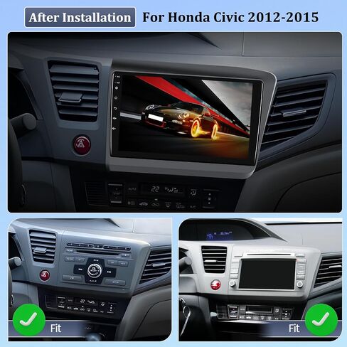 2G+32GAndroid 13 ستيريو سيارة لهوندا سيفيك 2012-2015 مع Apple Carplay Android Auto، راديو سيارة بشاشة لمس عالية الدقة 9 بوصة مع وصلة مرآة، واي فاي GPS، بلوتوث FM/RDS SWC+AHD كاميرا خلفية in Saudi Arabia