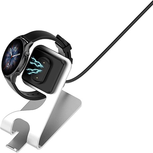 حامل شاحن بديل متوافق مع قاعدة شحن الساعة الذكية Amazfit GTR4/GTR4 Pro/GTS4/GTR3/ GTR3 Pro/GTS3/T-Rex 2(A2169)/T-Rex مع سلك كابل شاحن USB in Kuwait