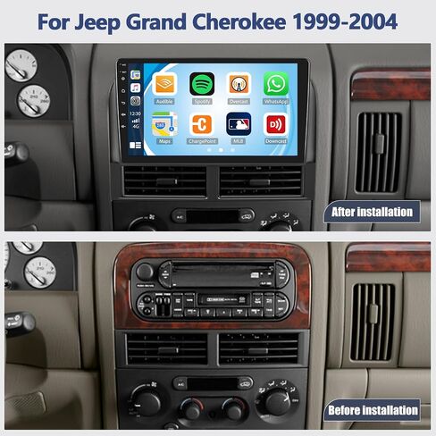 CAMECHO Radio for Jeep Grand Cherokee 1999-2004, Android 13 Car Stereo with Wireless Carplay & Android Auto, 2+32G 9" Touch Screen Car Radio with Bluetooth, FM/RDS,DSP, GPS, WiFi, Backup Camera in Saudi Arabia
