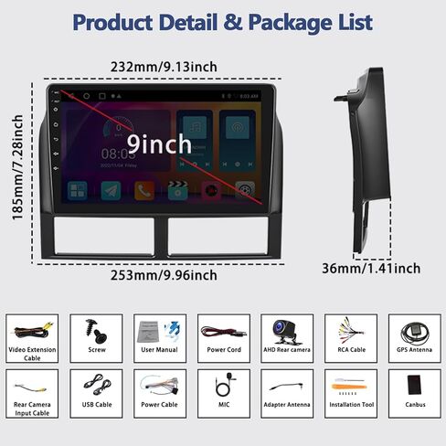 CAMECHO Radio for Jeep Grand Cherokee 1999-2004, Android 13 Car Stereo with Wireless Carplay & Android Auto, 2+32G 9" Touch Screen Car Radio with Bluetooth, FM/RDS,DSP, GPS, WiFi, Backup Camera in Saudi Arabia