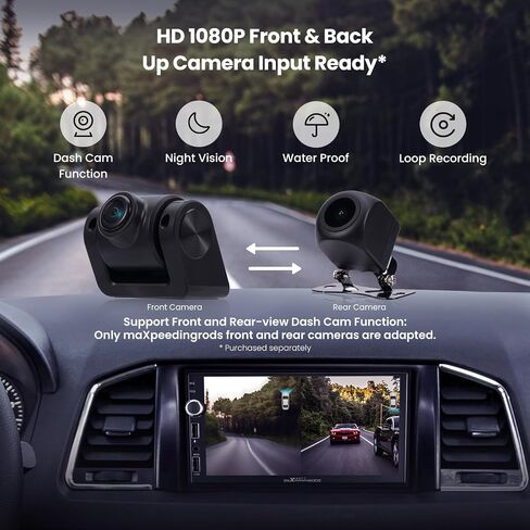 maXpeedingrods Double Din Car Stereo Radio with Wireless CarPlay & Android Auto, 7 Inch HD Touch Screen in-Dash GPS Navigation Head Unit, Bluetooth, Wi-Fi, USB Fast Charging, 2G+32G in Saudi Arabia