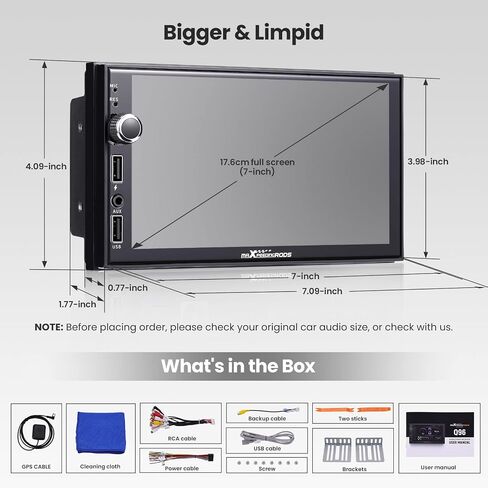 maXpeedingrods Double Din Car Stereo Radio with Wireless CarPlay & Android Auto, 7 Inch HD Touch Screen in-Dash GPS Navigation Head Unit, Bluetooth, Wi-Fi, USB Fast Charging, 2G+32G in Saudi Arabia