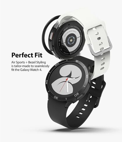 Ringke [Air Sports + Bezel Styling] Compatible with Samsung Galaxy Watch 4 40mm, Flexible Shockproof TPU Case with Adhesive Aluminum Frame Ring Cover - Black / 10 in Kuwait