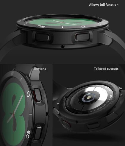 Ringke [Air Sports + Bezel Styling] Compatible with Samsung Galaxy Watch 4 40mm, Flexible Shockproof TPU Case with Adhesive Aluminum Frame Ring Cover - Black / 10 in Kuwait
