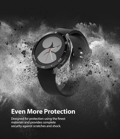 Ringke [Air Sports + Bezel Styling] Compatible with Samsung Galaxy Watch 4 40mm, Flexible Shockproof TPU Case with Adhesive Aluminum Frame Ring Cover - Black / 10 in Kuwait