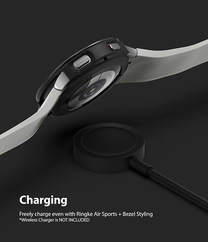 Ringke [Air Sports + Bezel Styling] Compatible with Samsung Galaxy Watch 4 40mm, Flexible Shockproof TPU Case with Adhesive Aluminum Frame Ring Cover - Black / 10 in Kuwait