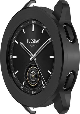 متوافق مع غطاء حماية Xiaomi Watch S3، غطاء حماية واقٍ للساعة الذكية PC مع حلقة إطار قابلة للدوران، ملحقات ساعة ناعمة ومتينة (أسود) in Saudi Arabia