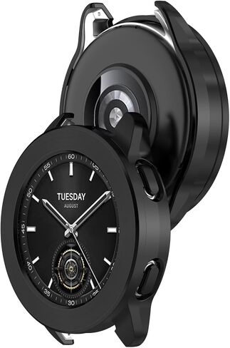 متوافق مع غطاء حماية Xiaomi Watch S3، غطاء حماية واقٍ للساعة الذكية PC مع حلقة إطار قابلة للدوران، ملحقات ساعة ناعمة ومتينة (أسود) in Saudi Arabia