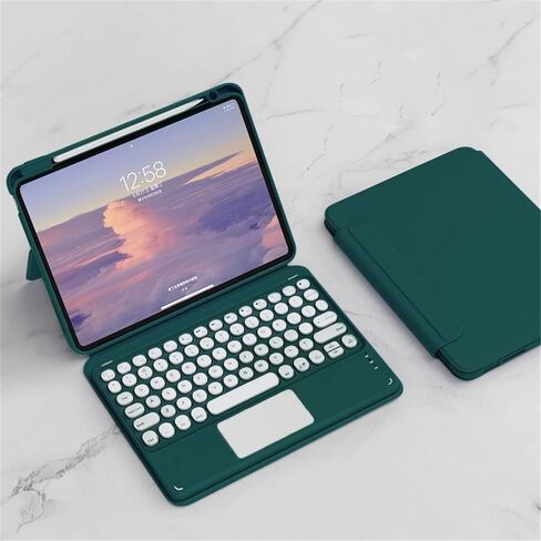 iPad 9 8 7 iPad 10.2'' 9th 8th 7th Gen/ Air3 Pro10.5'' حافظة لوحة المفاتيح لوحة اللمس لوحة اللمس الأفقية/الرأسية مسند مغناطيسي قابل للفصل BT غطاء خلفي شفاف (iPad10.2''/10.5''، أخضر داكن) in Saudi Arabia