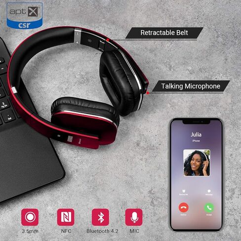 EQ App Over Ear Wireless Headphones - August EP650-Bass Rich Sound and Optimum Comfort - NFC and aptX LL Low Latency - [Black] in Saudi Arabia
