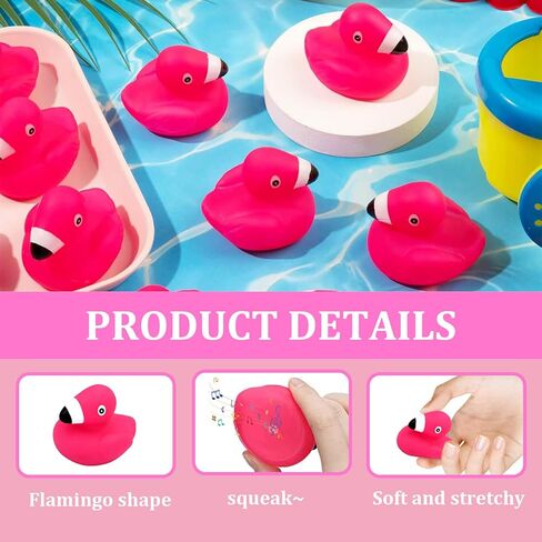 AOT 12PCS Flamingo Rubber Ducks,Mini Flamingo Rubber Ducks,Ducks for Cruise Ship with Tags,Jeep Ducks for Ducking Forflamingo Birthday Party Decorations in Kuwait