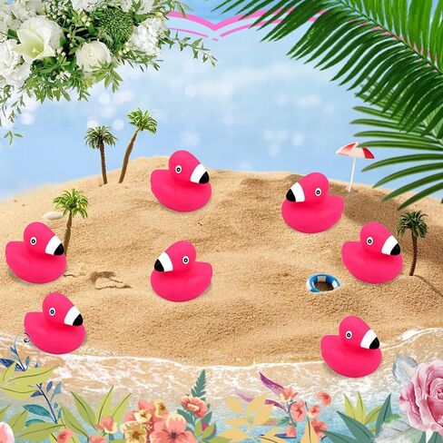 AOT 12PCS Flamingo Rubber Ducks,Mini Flamingo Rubber Ducks,Ducks for Cruise Ship with Tags,Jeep Ducks for Ducking Forflamingo Birthday Party Decorations in Kuwait
