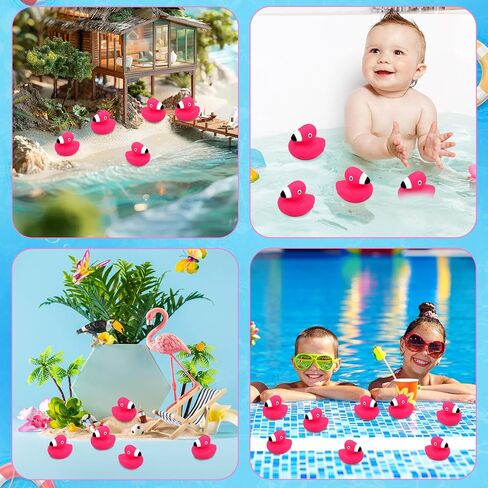 AOT 12PCS Flamingo Rubber Ducks,Mini Flamingo Rubber Ducks,Ducks for Cruise Ship with Tags,Jeep Ducks for Ducking Forflamingo Birthday Party Decorations in Kuwait