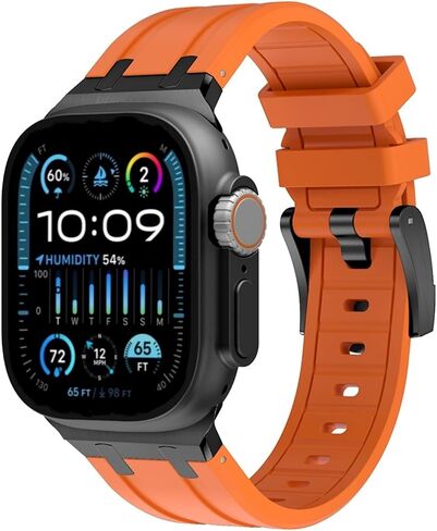 Compatible for Apple Watch Ultra Band Ultra 2 Band 49mm 45mm 44mm 42mm for Men, Silicone Watch Band for iWatch Ultra 2 Ultra Series 9 8 7 6 5 SE for Men, Cool Designed Watch Strap Compatible for Apple Watch Band for Men in Saudi Arabia