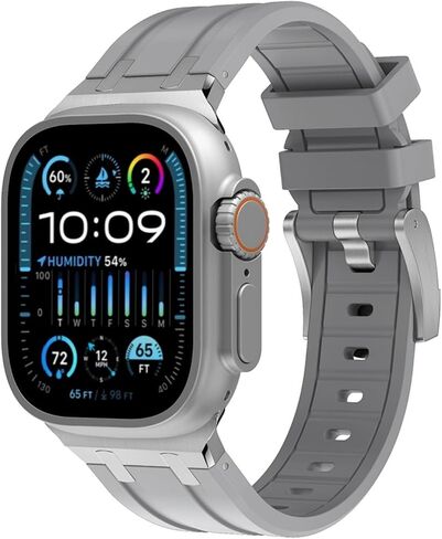 Compatible for Apple Watch Ultra Band Ultra 2 Band 49mm 45mm 44mm 42mm for Men, Silicone Watch Band for iWatch Ultra 2 Ultra Series 9 8 7 6 5 SE for Men, Cool Designed Watch Strap Compatible for Apple Watch Band for Men in Saudi Arabia