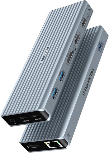 قاعدة إرساء USB C، محور OBERSTER USB C مع شاشة مزدوجة لمخرجات فيديو 4K@60 هرتز، (3 × USB 3.1 10 جيجابت/ثانية، 2 × HDMI، 2 × DP، 100 وات PD، جيجابت إيثرنت وصوت) لنظام التشغيل Windows وM1 Mac in Saudi Arabia