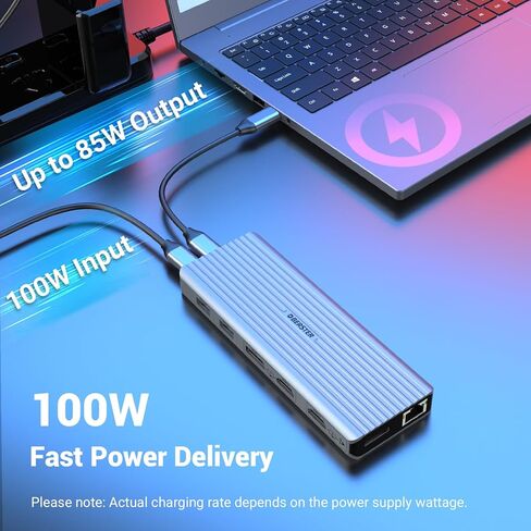 قاعدة إرساء USB C، محور OBERSTER USB C مع شاشة مزدوجة لمخرجات فيديو 4K@60 هرتز، (3 × USB 3.1 10 جيجابت/ثانية، 2 × HDMI، 2 × DP، 100 وات PD، جيجابت إيثرنت وصوت) لنظام التشغيل Windows وM1 Mac in Saudi Arabia