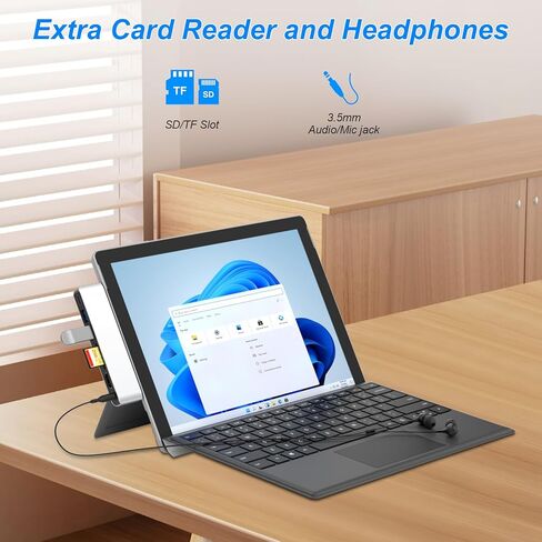 قاعدة تركيب Surface Pro 9 Hub، ملحقات Surface Pro 9 مع 4K HDMI، Thunderbolt 4 (شاشة 8K + بيانات 40 جيجابت في الثانية + 100WPD)، 2 USB 3.0، فتحة بطاقة SD/TF، ​​صوت 3.5 ملم لجهاز Microsoft Surface Pro 9/X in Kuwait