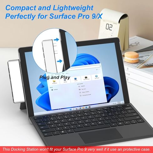 قاعدة تركيب Surface Pro 9 Hub، ملحقات Surface Pro 9 مع 4K HDMI، Thunderbolt 4 (شاشة 8K + بيانات 40 جيجابت في الثانية + 100WPD)، 2 USB 3.0، فتحة بطاقة SD/TF، ​​صوت 3.5 ملم لجهاز Microsoft Surface Pro 9/X in Kuwait