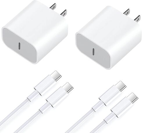 شاحن iPhone 15 بقدرة 20 وات USB C لهاتف iPhone 15/15 Plus/Pro Max، وiPad Pro 12.9/11 بوصة، وiPad Air 5th/4th، وiPad 10th، وعبوتين شاحن سريع PD مع كابل USB C إلى C بطول 6.6أقدام in Kuwait