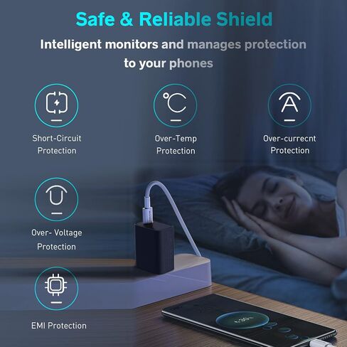 شاحن USB C بلوك 20 وات شاحن حائط PD3.0 USB-C محول طاقة نوع C شاحن سريع لهاتف iPhone 14/13/12/11/Pro Max، XS،XR،X، iPad Pro، AirPods، لهاتف Samsung Galaxy، Google Pixel- لا يتضمن الكابل in Saudi Arabia