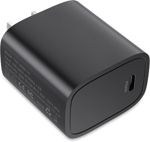 شاحن USB C بلوك 20 وات شاحن حائط PD3.0 USB-C محول طاقة نوع C شاحن سريع لهاتف iPhone 14/13/12/11/Pro Max، XS،XR،X، iPad Pro، AirPods، لهاتف Samsung Galaxy، Google Pixel- لا يتضمن الكابل in Saudi Arabia