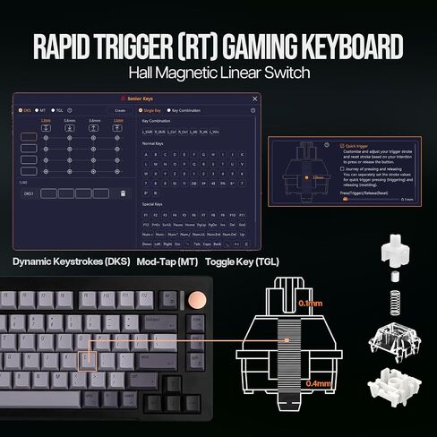 CIDOO C75 75% Rapid Trigger Mechanical Keyboard, Aluminum Keyboard with 4-Layer Padding, Wired Gaming Keyboard with Dynamic Keystrokes, Gateron Magnetic Switch, RGB for Win/Mac (Black) in Saudi Arabia