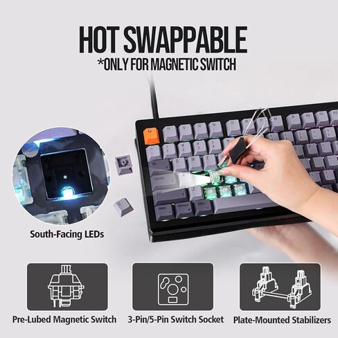 CIDOO C75 75% Rapid Trigger Mechanical Keyboard, Aluminum Keyboard with 4-Layer Padding, Wired Gaming Keyboard with Dynamic Keystrokes, Gateron Magnetic Switch, RGB for Win/Mac (Black) in Saudi Arabia