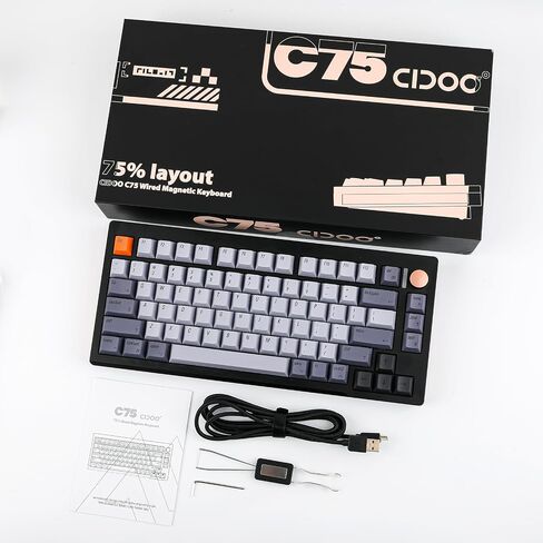 CIDOO C75 75% Rapid Trigger Mechanical Keyboard, Aluminum Keyboard with 4-Layer Padding, Wired Gaming Keyboard with Dynamic Keystrokes, Gateron Magnetic Switch, RGB for Win/Mac (Black) in Saudi Arabia