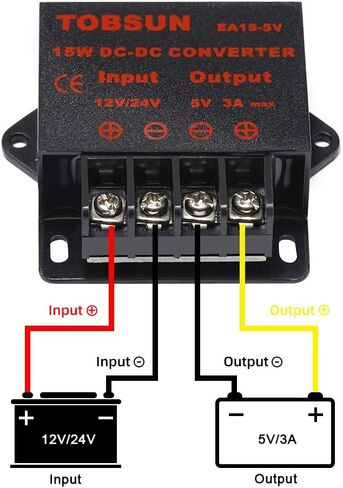 محول DC 12V 24V إلى 5V 3A محول DC الجهد المخفض منظم التنحي محول فرق الجهد وحدة محول التيار الكهربائي (12V/24V إلى 5V 3A) in Saudi Arabia