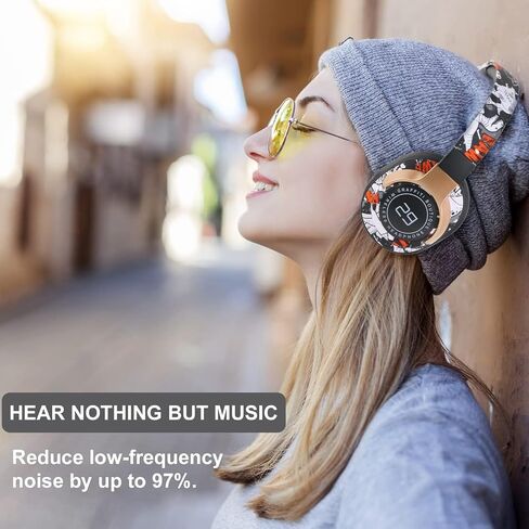 Bluetooth Headphones Over The Ear, Graffiti Wired/Wireless Headphones with Microphone-Soft Ear Cushions, Foldable Hi-Fi Stereo Sound Bluetooth Headsets for Pad Laptop PC Cellphone (Black) in Saudi Arabia