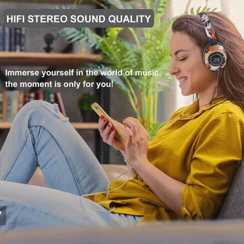 Bluetooth Headphones Over The Ear, Graffiti Wired/Wireless Headphones with Microphone-Soft Ear Cushions, Foldable Hi-Fi Stereo Sound Bluetooth Headsets for Pad Laptop PC Cellphone (Black) in Saudi Arabia