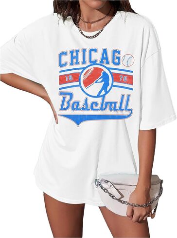 Oversized Baseball Shirt Women Vintage Baseball Graphic Tee Baseball Season Tshirt Causal Short Sleeve Tops in Saudi Arabia