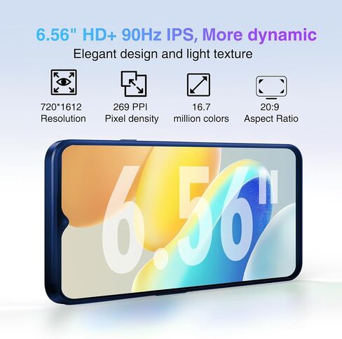 DOOGEE N55 Pro Unlocked Cell Phone, Android 14 Smartphone with 16GB RAM 256GB ROM, 6.56" HD+ 90Hz IPS Waterdrop Screen, Octa Core, 5150mAh, Dual SIM Unlocked Android Smartphone, Face Unlock,Dark Blue in Saudi Arabia