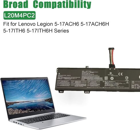 استبدال بطارية الكمبيوتر المحمول L20M4PC2 5B11B53885 SB11B53884 لجهاز Lenovo Legion 5-17ACH6 5-17ACH6H 5-17ITH6 5-17ITH6H Series Notebook L20C4PC2 5B11B53889 SB11B53887 15.36V 80Wh 5210mAh in Saudi Arabia