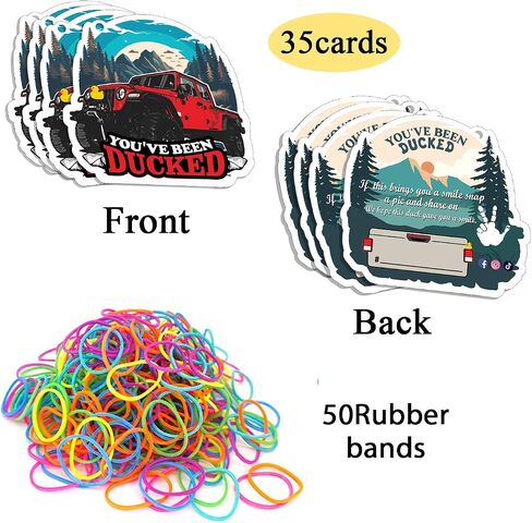 Duck Duck Tags, You 've Been Ducked Card, Duck Duck Ducking Game Card, Car Duck Tags for Rubber Ducks Design with Round Hole and Rubber Bands 35Pack Set (Blue-7FD230) in Kuwait