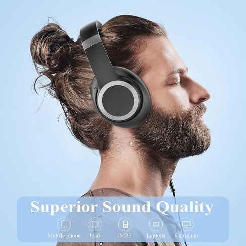 سماعات رأس هجينة بخاصية إلغاء الضوضاء، سماعات رأس وقت التشغيل 100 ساعة، بلوتوث لاسلكية مع وضع الشفافية، سماعات رأس بلوتوث فوق الأذن لاسلكية مع ميكروفون، باس عميق، شحن سريع للسفر in Kuwait