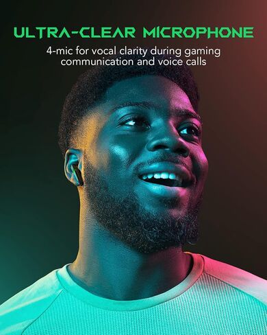 Black Shark Bluetooth Earbuds Wireless with 45ms Ultra-Low Latency, Gaming 5.2, Dual Modes, 10mm Driver, 35H Play Time, IPX4 Waterproof, Built-in Mic - Lucifer T1 in Saudi Arabia
