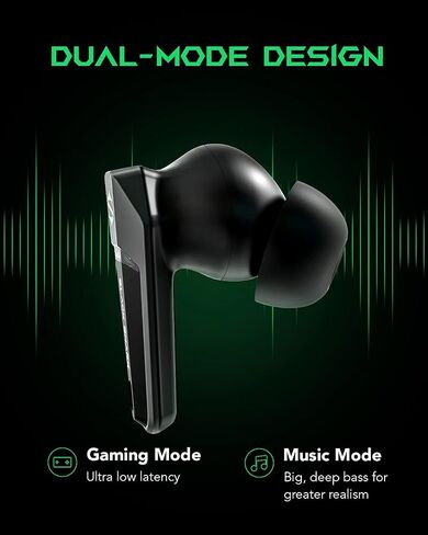 Black Shark Bluetooth Earbuds Wireless with 45ms Ultra-Low Latency, Gaming 5.2, Dual Modes, 10mm Driver, 35H Play Time, IPX4 Waterproof, Built-in Mic - Lucifer T1 in Saudi Arabia