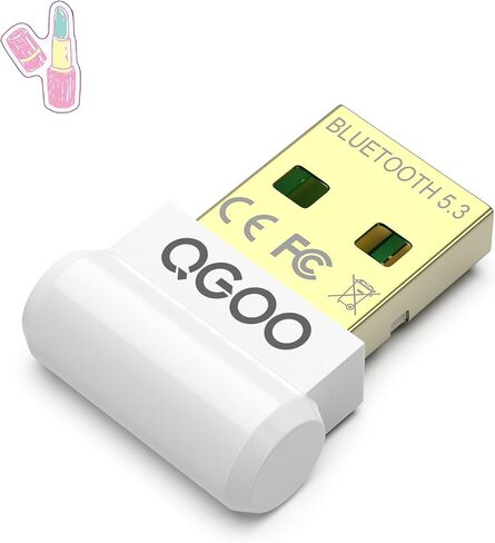 محول بلوتوث USB للكمبيوتر الشخصي - QGOO Bluetooth Dongle 5.3 EDR، مستقبل بلوتوث لاسلكي للكمبيوتر المكتبي والكمبيوتر المحمول بلوتوث Windows 8.1/10/11 (أبيض-192) in Saudi Arabia