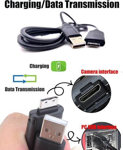بديل لشاحن USB وكابل البيانات لكاميرات سامسونج SUC-C3/C5/C7 CB20U05A/B EA-CB20U12/EP CB20U05A، لـ WB2000، WB210، WB500، WB5000، WB550، WB5500، WB600، WB610، WB650، WB660، WB690، W ب700 in Kuwait