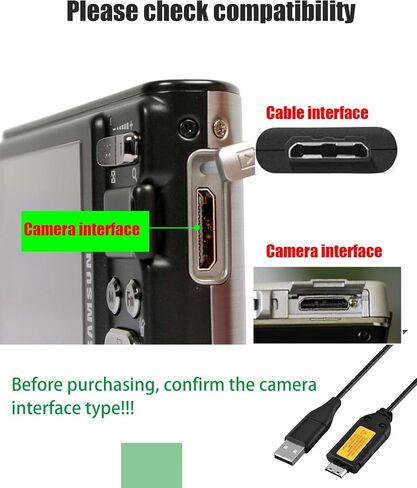 بديل لشاحن USB وكابل البيانات لكاميرات سامسونج SUC-C3/C5/C7 CB20U05A/B EA-CB20U12/EP CB20U05A، لـ WB2000، WB210، WB500، WB5000، WB550، WB5500، WB600، WB610، WB650، WB660، WB690، W ب700 in Kuwait