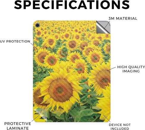 غلاف الكمبيوتر اللوحي من ألياف الكربون متوافق مع Apple iPad Air 11 (M2) 2024 - حقل عباد الشمس - غطاء لاصق واقٍ من الفينيل الفاخر 3M - سهل الاستخدام، مصنوع في الولايات المتحدة الأمريكية بواسطة MightySkins in Kuwait